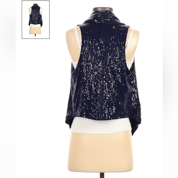 H&M Blue sequin cardigan or vest size small - Picture 2 of 3